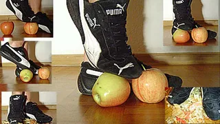 Crush fruit in black puma sneakers