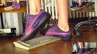 Crush keyboard in purple sneakers