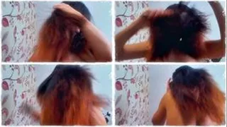 Topless hair brushing *POV*