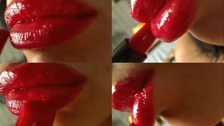 Ruby red lipstick ( )