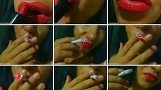 Red lipstick apply + smoking *POV*