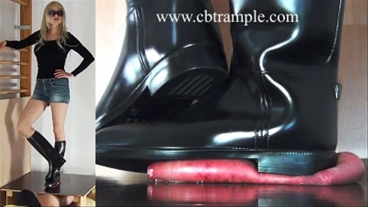 Brutal Trampling by Alina in Riding Boots - Cock and Ballcrush until Cum