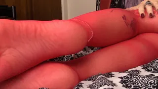 Whitney Morgan Red Nylon Feet Tease