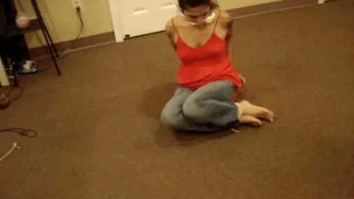 Nikki Sebastian Hogtied on the Floor