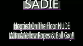 Sadie Hogtied On Floor With Yellow Ropes And Ball Gag! - MPG4 VERSION ( in size)