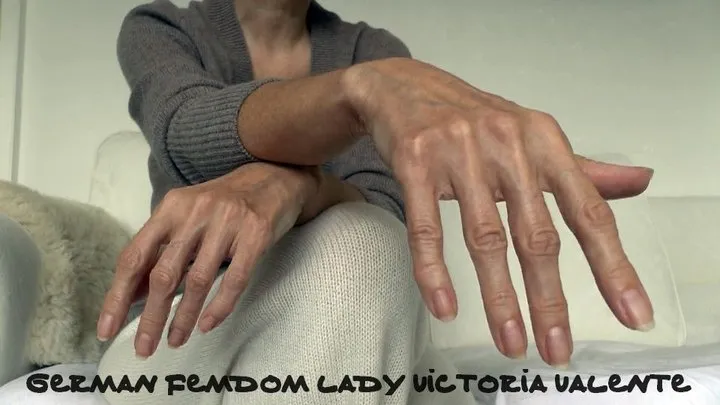 Lady Victoria Valente - Cashmere outfit, beautiful hands, short fingernails, close-ups, Joi, nipple play and CBT