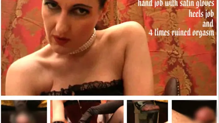 satin gloves hand job with 4 times ruined orgasms