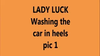 Lady Luck Washing the car