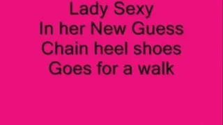 Lady Sexy Walking in her New Guess Chain Heel shoes