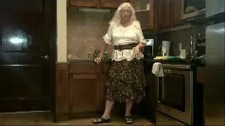 MAture Dutch Blonde Washes Dishes all dressed up!