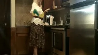 After washing the dishes Sexy Blonde Mature Strips Out of her chothing! divx