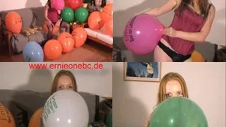 Sexy Cindy pops balloons (blow& pop).