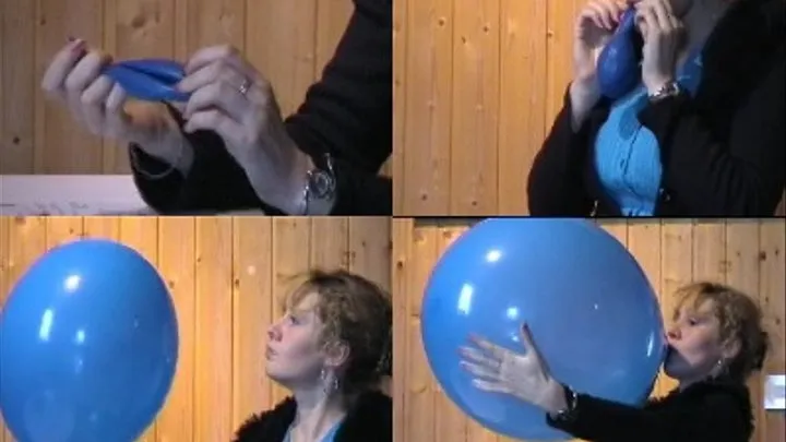 Regina waiting and test a blue balloon