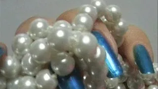 Pearls and blue Nails