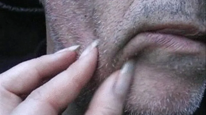 Beard scratching with clear Nails