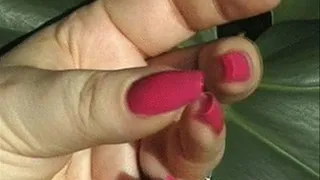 Flicking with pink Nails