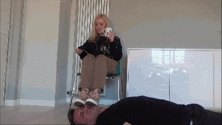 Your face is my floor - Human footstool in sneakers and socks - FULL CLIP