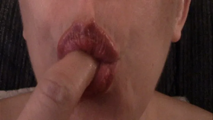 Sucking Finger in Pink Frost Lipstick--10 3 14--MVI 6319