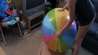 Quickie Ride and Deflate of Multi Colored Beach Ball--11 14 14--MVI 6858