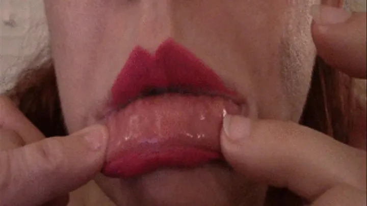 Showing Lip Veins on Bottom Lip in Pink Lip Gloss--9 11 14--MVI 6250