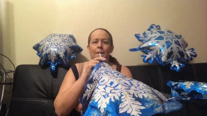 Inflating Foil Blue-Snowflake Balloons - 4 21