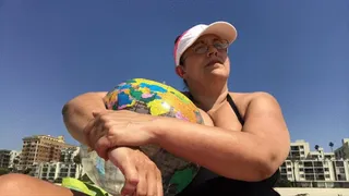 Popping Clear Globe Beach Ball at the Beach- 9 20