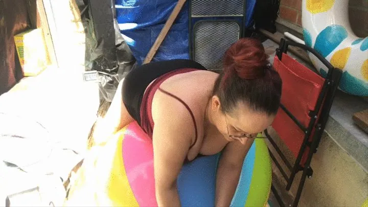 Sitting on Rare Rainbow Beach Ball- 5 16 20