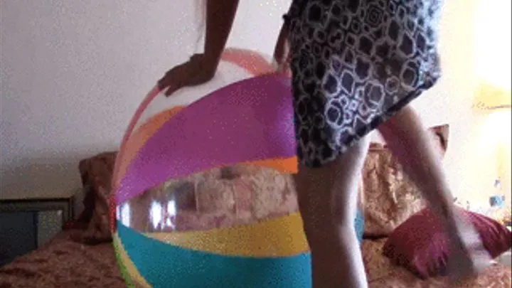 Humping Big Clear and Multi Colored Beach Ball on Bed--9 15--MVI 7023