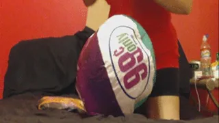 Close Up - Rubbing, Squashing, Squeezing Purple 99 Cent store Beach ball with Pillow--5 29-15--Video 38