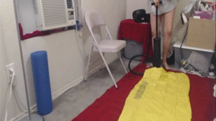 Inflating Yellow Swim Mat with Hand Pump--6 4 15--Video 93