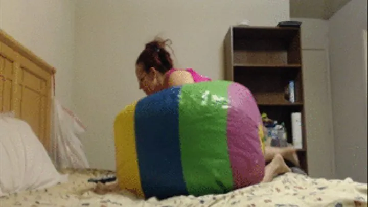 Deflating Rainbow Striped Beach Ball--7 30 15--Video 165