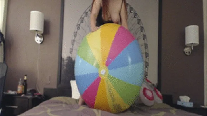 Bouncing and Grinding on Rainbow Striped Beach Ball--4 2 15--Video 10