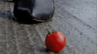 Outdoor tomatoes crush by knee high stiletto boots