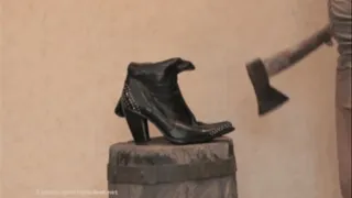 Boots cutting with a axe