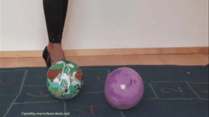 Two Balls crushed under High Heels