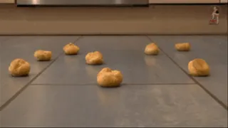 Curd balls under wedges (floor view)