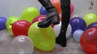 Balloons popping under winter Boots