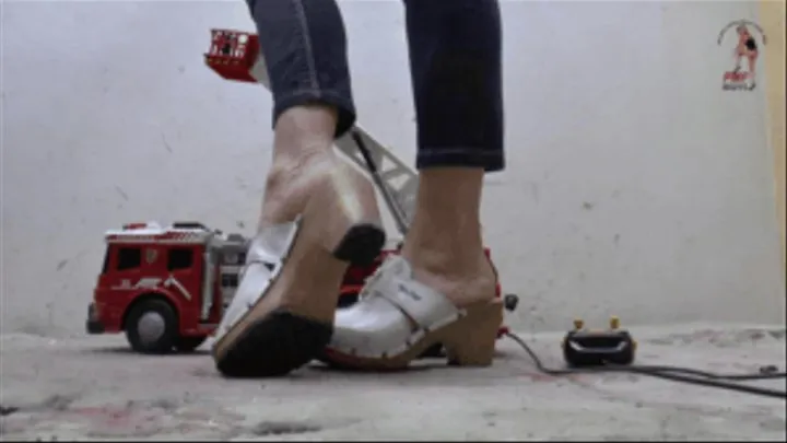 Fire Truck meets sweet wooden Clogs (floor view)