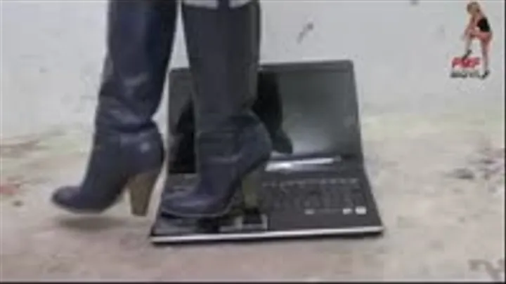 Laptop under vintage Buffalo Boots