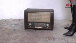 Old historical Radio crushed under merciless Boots 10 part 1/2