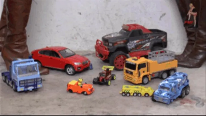 Cars and Trucks crushed under Buffalo Boots