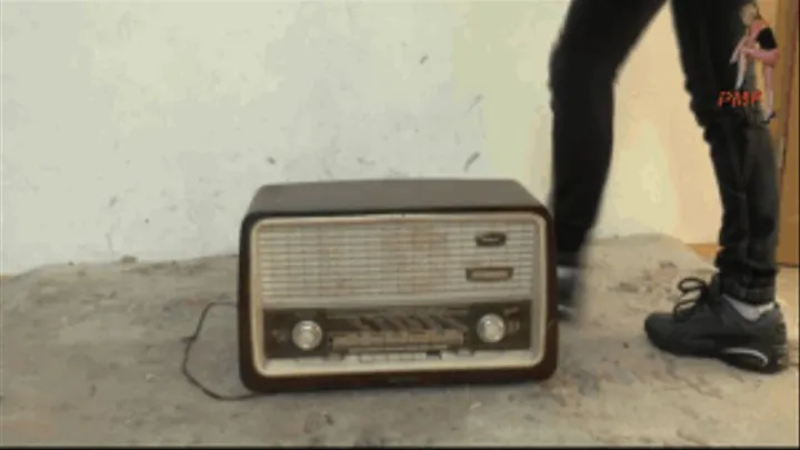 Old historical Radio crushed under merciless Sneakers 9