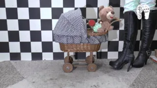 Teddy and Pram under High Heel Boots