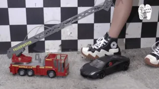 Truck and Car under Sneakers