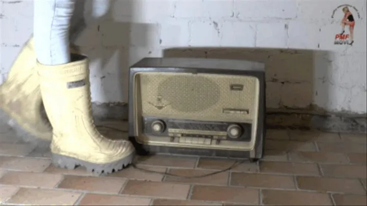 Old historical Radio under Christins Cofra Wellies