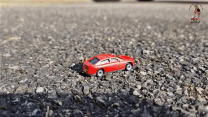 Small toy cars under giantess wooden mules