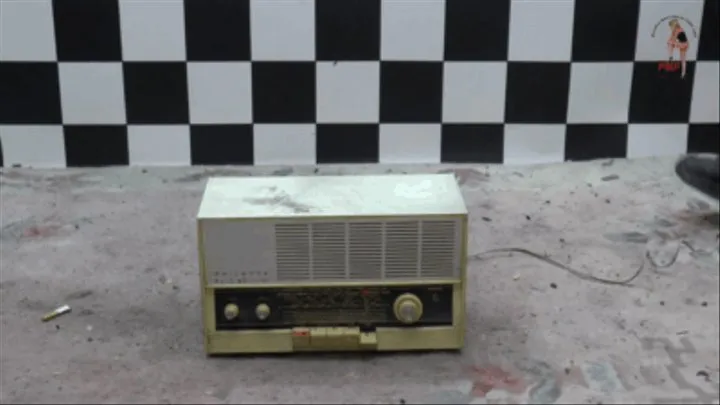 Old historical Radio under Sneakers