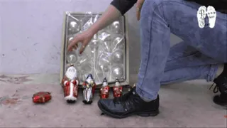 Christmas ornaments under Sneakers