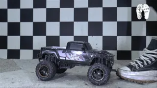 RC-Car under old worn Chucks floor view