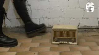 Old historical Radio under combat Boots